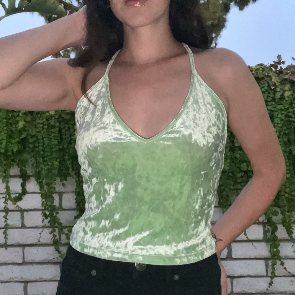 Light Green Velvet Tank Top - Forever 21 - Size Small